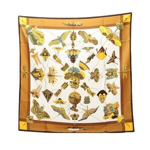 HERMES Brown Silk Scarf